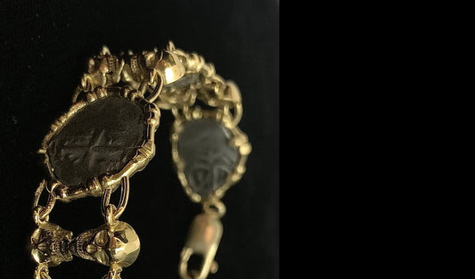 Mixed New World Coin Bracelet with Skulls